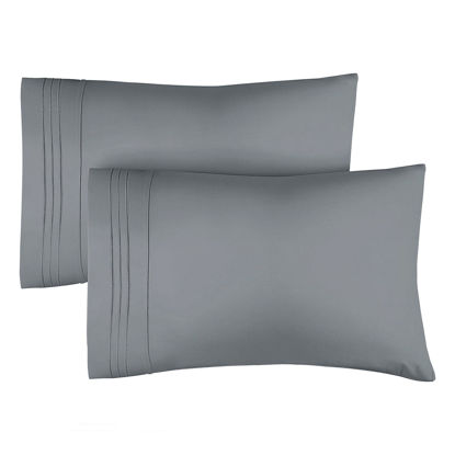 Picture of King Pillow Cases Set of 2 - Extra Soft, Hotel Quality Pillowcase Covers - Comfy Bedding for Women, Men, Kids & Teens - Machine Washable Pillow Protectors - 2 Piece - King Size Steel Blue Pillow Cover