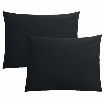 Picture of FLXXIE Microfiber Pillow Cases Standard Size, Soft Pillowcases with Envelope Closure, Wrinkle, Stain Resistant Pillow Covers, 20x26, Black