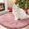 Picture of OLANLY Pale Pink Round Rugs for Bedroom - Machine Washable, 2x2 Feet Circle Area Rugs for Living Room, Soft and Fluffy Shaggy Carpet for Teen Girls and Boys, Dorms, Nursery Rooms, Home Decor Aesthetic