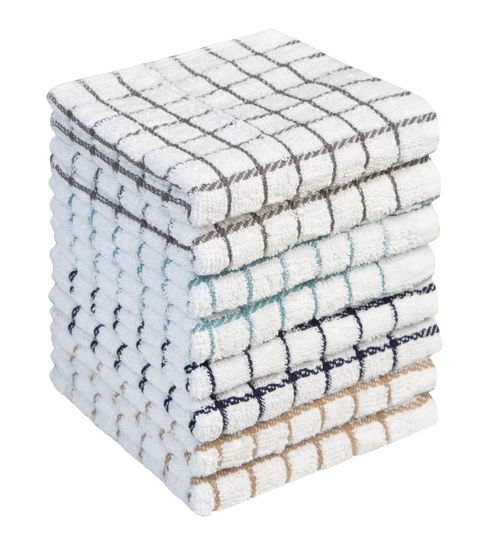 Picture of Premium Dish Towels (12”x 12”, 8 Pack) | Cotton Kitchen Hand Towels | Kitchen Towels | Highly Absorbent Tea Towels Set | Multicoloured - Checked