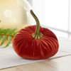 Picture of Set of 3 Velvet 6.25 Inch Pumpkins, orange pumpkin decor, Thanksgiving centerpiece, hygge home, elegant bookshelf accent, Halloween indoor decor, tiered tray accent for kitchen (Rust, Gold, Olive)