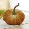 Picture of Set of 3 Velvet 6.25 Inch Pumpkins, orange pumpkin decor, Thanksgiving centerpiece, hygge home, elegant bookshelf accent, Halloween indoor decor, tiered tray accent for kitchen (Rust, Gold, Olive)