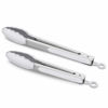 Picture of Premium Silicone Set of 2 Cooking Tongs, 9-Inch & 12-Inch BPA Free Non-Stick Stainless Steel BBQ Grilling Locking Food Tong, Light Grey