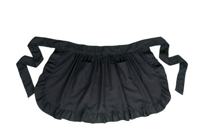 Picture of LilMents Waist Apron with Pockets Retro Kitchen Cleaning Ruffles Half Apron (Black)