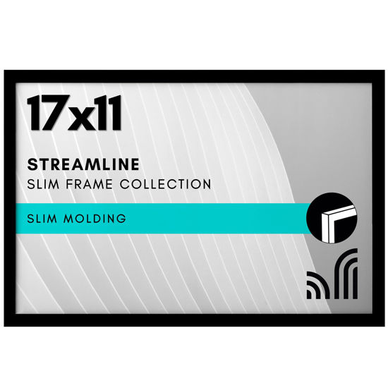 Picture of Americanflat 17x11 Picture Frame with Polished Plexiglass - Streamline Collection - Thin Border Picture Frame for Wall Display - Hanging Hardware Included - Black
