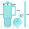 Picture of BJPKPK 40 oz Stainless Steel Tumbler With Handle Insulated Tumblers With 2 Straw Travel Coffee Mug With Lid,Turquoise