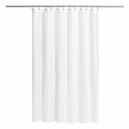 Picture of N&Y HOME Fabric Shower Curtain or Liner with Magnets - Soft Cloth Shower Liner with Hotel Quality, Machine Washable - White, 72x72