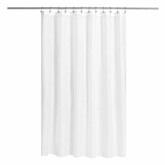 Picture of N&Y HOME Fabric Shower Curtain or Liner with Magnets - Soft Cloth Shower Liner with Hotel Quality, Machine Washable - White, 72x72