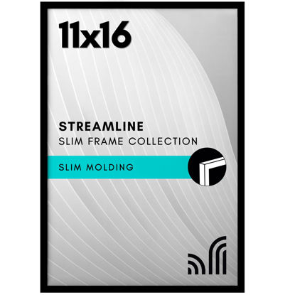Picture of Americanflat 11x16 Picture Frame with Polished Plexiglass - Streamline Collection - Thin Border Picture Frame for Wall Display - Hanging Hardware Included - Black