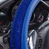 Picture of CAR PASS Bling Diamond Leather Steering Wheel Cover, with Bling Sparkly Crystal Glitter Rhinestones Universal Fit 14" 1/2-15" Car Wheel Protect for Women Girl Fit Suvs,Vans,Sedans,Cars,Trucks, Blue