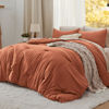 Picture of Bedsure King Size Comforter Set, Burnt Orange Soft Prewashed Bedding for All Seasons, 3 Pieces Warm Down Alternative Bed Set, 1 Lightweight Comforter (104"x90") and 2 Pillowcases (20"x36")
