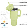 Picture of BJPKPK Tumbler With Handle And Straw 30oz Insulated Tumbler Cups With Lid Stainless Steel Travel Coffee Mug,Macaron Green