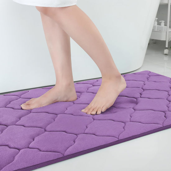 Picture of OLANLY Memory Foam Bath Mat Rug 70x24, Ultra Soft Non Slip and Absorbent Bathroom Rug, Machine Wash Dry, Comfortable, Thick Bath Rug Carpet for Bathroom Floor, Tub and Shower, Lavender