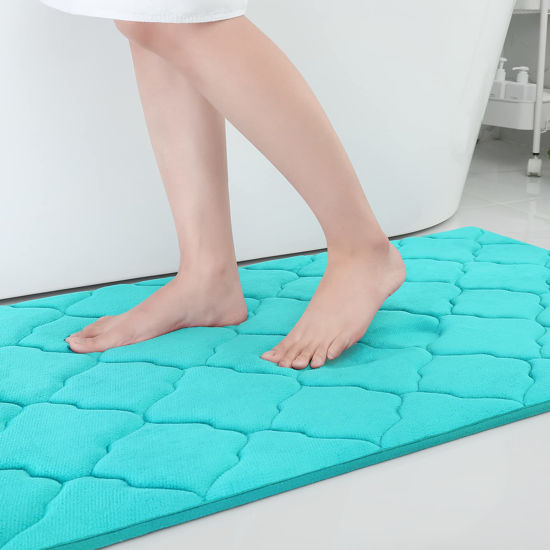 Picture of OLANLY Memory Foam Bath Mat Rug 59x34, Ultra Soft Non Slip and Absorbent Bathroom Rug, Machine Wash Dry, Comfortable, Thick Bath Rug Carpet for Bathroom Floor, Tub and Shower, Teal
