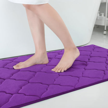 Picture of OLANLY Memory Foam Bath Mat Rug 40x32, Ultra Soft Non Slip and Absorbent Bathroom Rug, Machine Wash Dry, Comfortable, Thick Bath Rug Carpet for Bathroom Floor, Tub and Shower, Purple