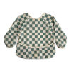 Picture of mushie Long Sleeve Baby Bib | Mess Free & Waterproof Fabric for Toddlers | Adjustable Fit for Ages 6-24 Months (Olive Check)