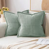 Picture of MIULEE Corduroy Pillow Covers with Splicing Set of 2 Super Soft Couch Pillow Covers Broadside Striped Decorative Spring Textured Throw Pillows for Cushion Bed Livingroom 18x18 inch, Greyish Green