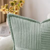 Picture of MIULEE Corduroy Pillow Covers with Splicing Set of 2 Super Soft Couch Pillow Covers Broadside Striped Decorative Spring Textured Throw Pillows for Cushion Bed Livingroom 18x18 inch, Greyish Green