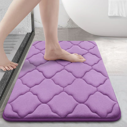 Picture of OLANLY Memory Foam Bath Mat Rug 24x16, Ultra Soft Non Slip and Absorbent Bathroom Rug, Machine Wash Dry, Comfortable, Thick Bath Rug Carpet for Bathroom Floor, Tub and Shower, Lavender