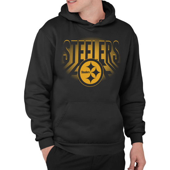Picture of Junk Food Standard Spotlight Pullover Hoodie. Relaxed Unisex Fit, Pittsburgh Steelers-Black, 3X-Large