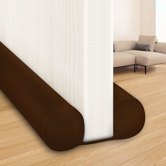 Picture of MAXTID 32" Door Draft Stopper Brown Home Essentials for New Home Door Stoppers for Bottom of Door Under Door Weather Stripping Large Door Draft Blocker