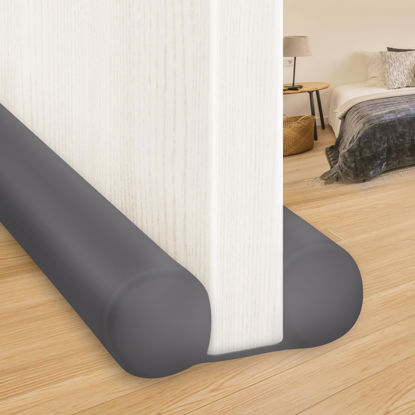 Picture of MAXTID Large Door Draft Stopper 30 Inch for Small Size Bedroom Door, Fits 0.5 to 1.7" Gaps Under Door Draft Air Blocker Grey Door Gap Stoppers Door Draft Guard for Bottom of Doors