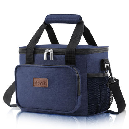 Picture of Lifewit Large Lunch Bag Insulated Lunch Box Soft Cooler Cooling Tote for Adult Men Women, Dark Blue 12-Can (8.5L)
