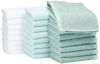 Picture of Amazon Basics Fast Drying, Extra Absorbent, Terry Cotton Washcloth, Pack of 24, Seafoam Green, Ice Blue, White, 12" x 12"