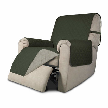 Picture of Easy-Going Recliner Sofa Slipcover Reversible Sofa Cover Water Resistant Couch Cover Furniture Protector with Elastic Straps for Pets Kids Children Dog Cat (Recliner, Army Green/Beige)