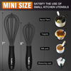 Picture of Walfos Whisk 5+7inch Mini Whisk,Silicone Whisk Non Scratch Heat Resistant (480°F). Nice for stirring individual eggs and mixing small amounts of powder and sauce.Bpa Free and Dishwasher Safe.Black