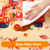 Picture of Smiry Fall Rectangle Table Cloth, Waterproof Vinyl Tablecloth with Flannel Backing, Wipeable Autumn Pumpkin Truck Plastic Tablecloths for Harvest and Thanksgiving Parties, 60"x102", Yellow