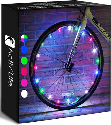 Picture of Activ Life LED Bike Wheel Lights (2 Tires) Cool Bike Lights - Kids Stocking Stuffer for Kids Toys Gifts Boys 8-12 Age 11 10 Year Old Boy Girls BMX Accessories Women Bicycle Spoke Teen Bday 8 9
