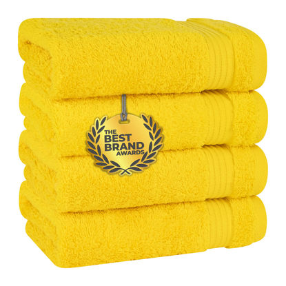Picture of Cotton Paradise Hand Towels for Bathroom, 100% Cotton Turkish 4 Piece Hand Towel Set, Soft Absorbent Face Towels Clearance Set, Yellow Hand Towels