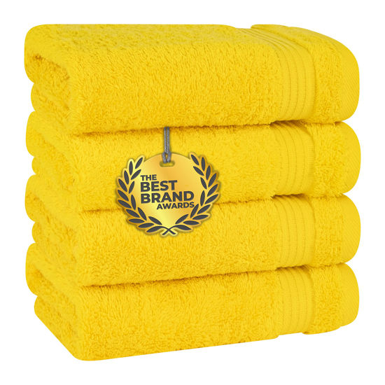 Picture of Cotton Paradise Hand Towels for Bathroom, 100% Cotton Turkish 4 Piece Hand Towel Set, Soft Absorbent Face Towels Clearance Set, Yellow Hand Towels