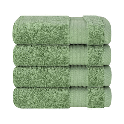 Picture of Cotton Paradise 100% Cotton Turkish Washcloths for Bathroom, 4 Piece Soft Absorbent Small Hand Face Towels Wash Rags for Body, Sage Green Wash Cloths
