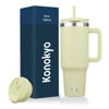 Picture of Konokyo 40 oz Tumbler with Handle and 2 Straws,2 in 1 Lid Insulated Water Bottle Stainless Steel Travel Coffee Mug,Macaron Green