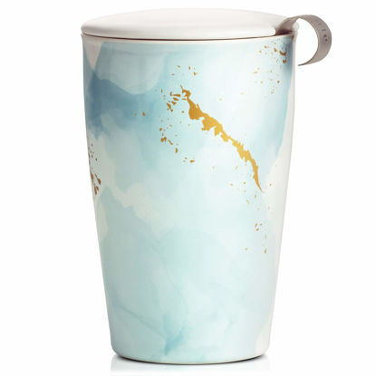 Picture of Tea Forte Kati Cup in Wellbeing, Ceramic Tea Infuser Cup with Infuser Basket and Lid for Steeping Loose Leaf Tea
