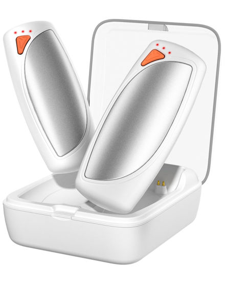 Picture of Rechargeable Hand Warmers with Charge Case, 2 Packs 14,000mAh Electric Dual Sided Hand Warmer Reusable Long Battery Life Portable Pocket Heater Gifts for Men Women Golf, Hunting Gear