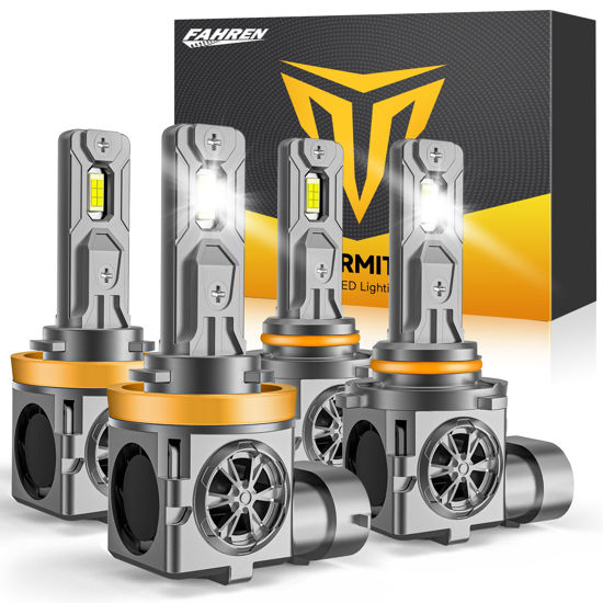 Picture of Termitor 9005+H11 Lights Combo 70000LM, 2025 Updated 9005 H11 Combo Fog Light for Powersports, Real 1:1 Mini size Plug N Play, 60000Hrs Long Service Life with Cooling Fans,Pack of 4