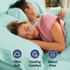 Picture of Extra Deep Twin Fitted Sheet - Hotel Luxury Single Fitted Sheet Only - Sheet Easily Fits 18 inch to 24 inch Mattress - Soft, Wrinkle Free, Breathable And Comfy Extra Deep Pockets Spa Blue Fitted Sheet