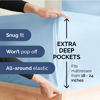 Picture of Extra Deep King Fitted Sheet - Hotel Luxury Single Fitted Sheet Only - Easily Fits 18 inch to 24 inch Mattress - Soft, Wrinkle Free, Breathable and Comfy - Extra Deep Pockets Light Blue Fitted Sheet