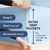 Picture of Extra Deep Split King Fitted Sheet - Hotel Luxury Single Fitted Sheet - Easily Fits 18 inch to 24 inch Mattress - Soft, Wrinkle Free, Breathable & Comfy - Extra Deep Pockets - Light Blue Fitted Sheet