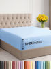 Picture of Extra Deep Cal King Fitted Sheet - Hotel Luxury Single Fitted Sheet Only - Easily Fits 18 inch to 24 inch Mattress - Soft, Wrinkle Free, Breathable & Comfy Extra Deep Pockets Light Blue Fitted Sheet