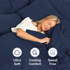 Picture of Extra Deep Full Fitted Sheet - Hotel Luxury Single Fitted Sheet Only - Sheet Easily Fits 18 inch to 24 inch Mattress - Soft, Wrinkle Free, Breathable & Comfy Extra Deep Pockets Navy Blue Fitted Sheet