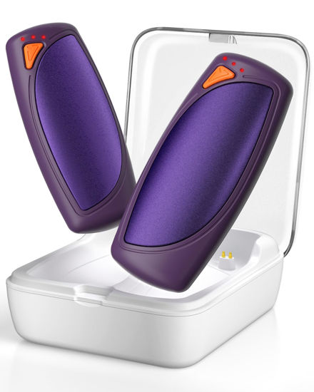 Picture of Rechargeable Hand Warmers with Charge Case, 2 Packs 14,000mAh Electric Dual Sided Hand Warmer Reusable Long Battery Life Portable Pocket Heater Gifts for Men Women Golf, Hunting Gear