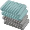 Picture of 4PCS Self Draining Soap Holder, Premium Silicone Soap Dish, Waterfall Drainer Soap Saver for Bathroom, Kitchen, Bath Tub, Extend Soap Life, Keep Soap Bars Dry Easy Clean (Grey & Teal)