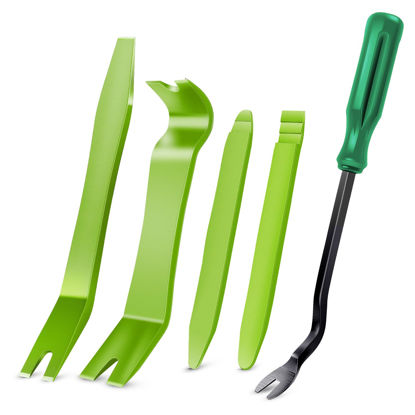 Picture of GOOACC 5PCS Auto Trim Removal Tool Kit No-Scratch Removal Tool Kit for Car Audio Dash Panel Window Molding Fastener Remover Tool Kit-Green