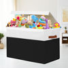 Picture of Large Toy Storage Box with Lid, Sturdy Toys Storage Chest Bin Organizer Basket with Dividers for Kids, Boys, Girls, Nursery, Closet, Bedroom, Playroom 25"x13" x16" (Black and White)