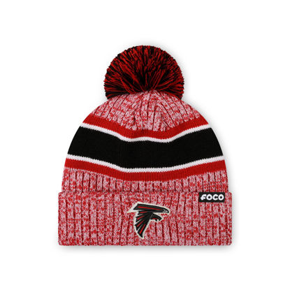 Picture of FOCO Atlanta Falcons NFL Logo Heather Stripe Pom Beanie Hat, Team Color