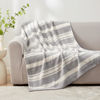 Picture of Snuggle Sac Grey Stripe Knitted Throw Blanket for Couch, Reversible Super Soft Warm Blankets Cozy Knit Fuzzy Plush Lightweight Throws for Sofa, Bed, Stripe Grey, 50 x 60 inches